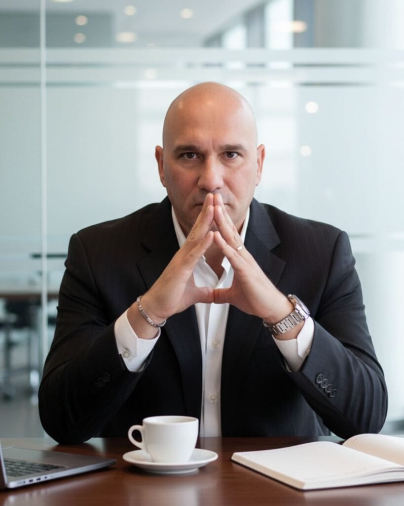 Dr. Douglas Bento à mesa de trabalho